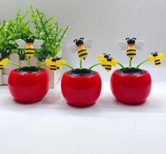 太陽能自動搖擺太陽花 汽車擺件蜜蜂車內裝飾品 聖誕節車載公仔