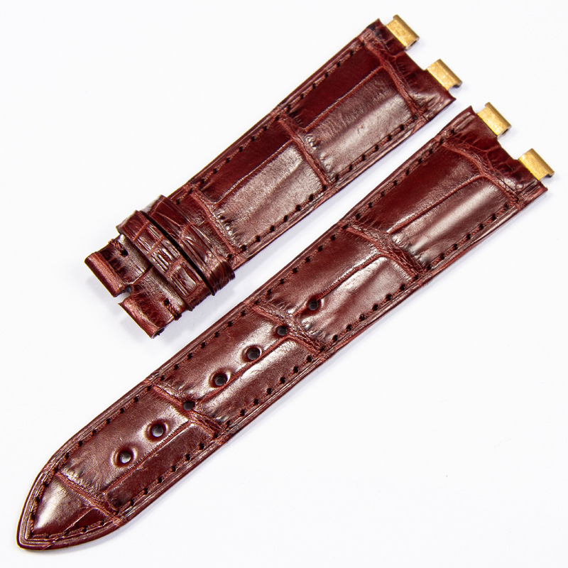 现货鳄鱼皮表带适配伯爵POLO系列手表皮带钢头凹凸口16 21mm|ms