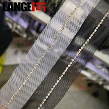 网纱单排钻石链条花边 黑白水钻织带 现货批发 服装饰品辅料配饰