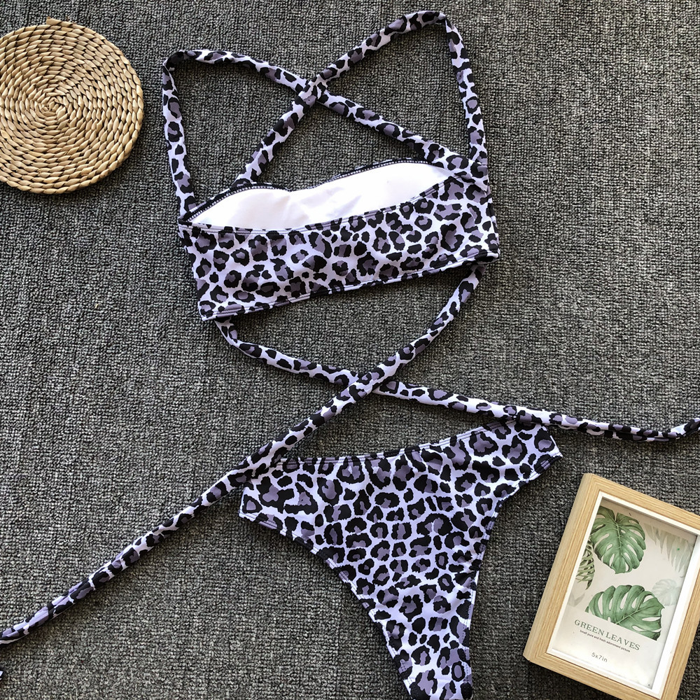 Split Bikini Leopard Print Hollow Swimsuit NSDA21243