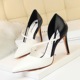 830-2 Korean version of fashionable and sweet high heels women's high heels, shallow pointed color matching, hollow word belt show thin single shoes