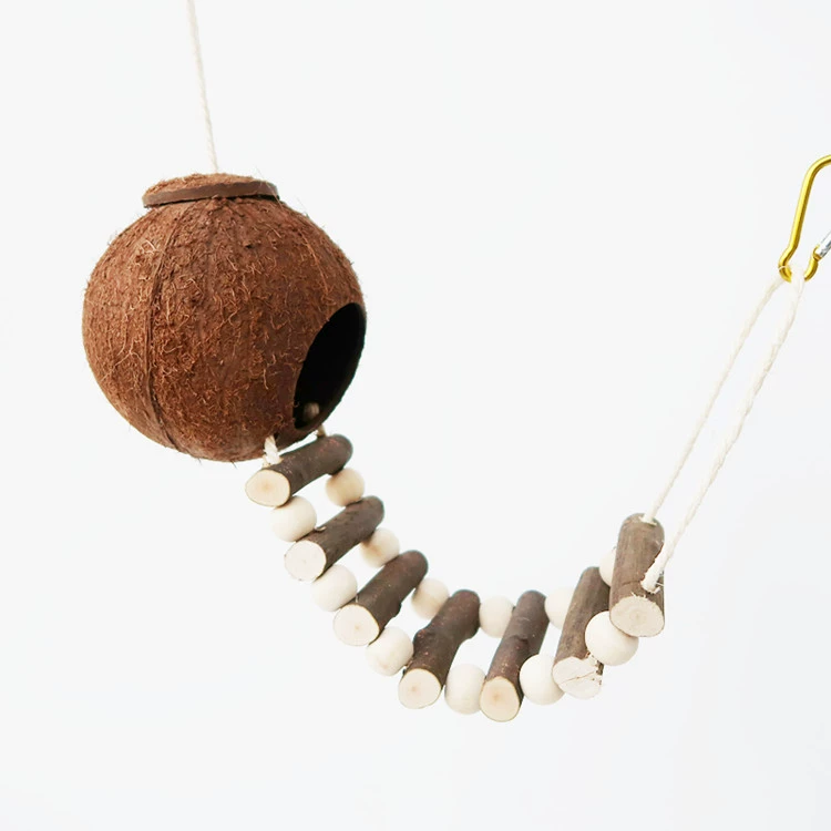 Попугай скорлупа кокосового ореха Птичье гнездо хомяк белка гнездо для разведения теплое гнездо из кокосовой скорлупы лестница игрушка для попугая