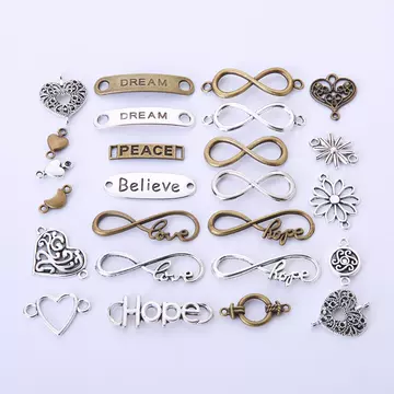 50 Pieces / Bag Mixed Vintage Metal Infinite Letter Connecting Pendant DIY Handmade Bracelet Accessories - ShopShipShake