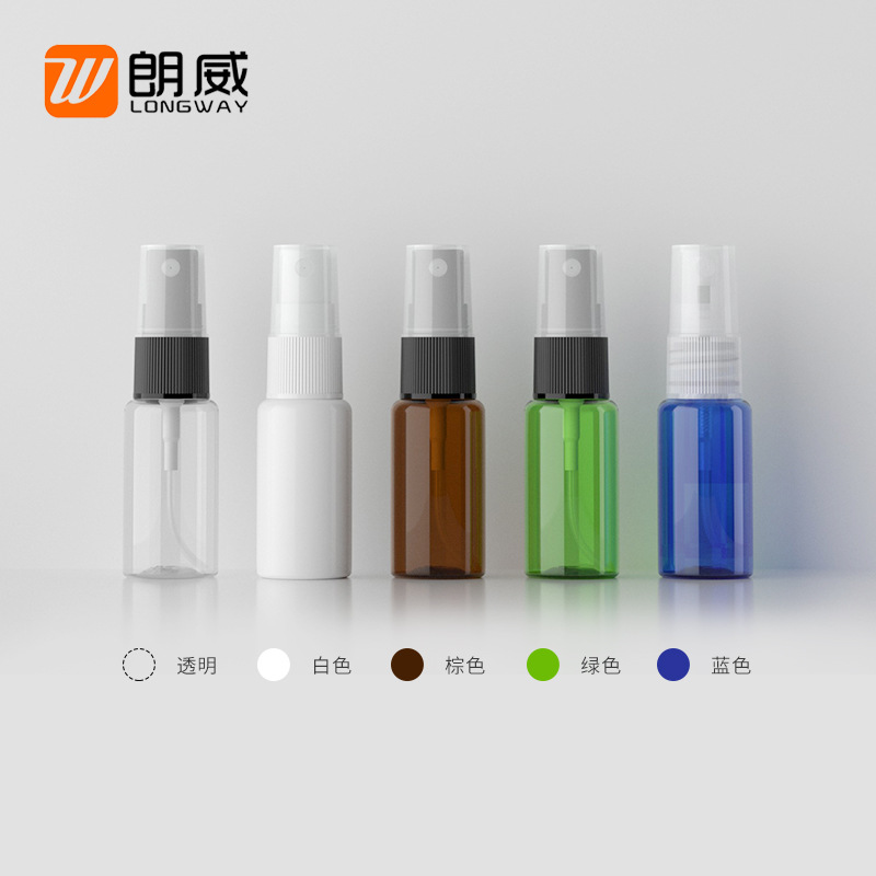 15ml botella de spray de hombro redondo botella de plástico PET botella de rocío puro botella de tóner cosméticos sub-botella