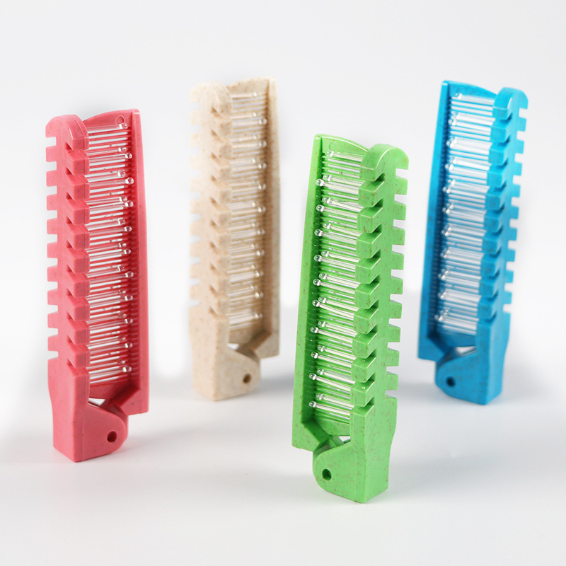 創意梳子彈力發夾旅行小麥色雙折塑料禮品軟毛梳網紅同款超市挂鈎