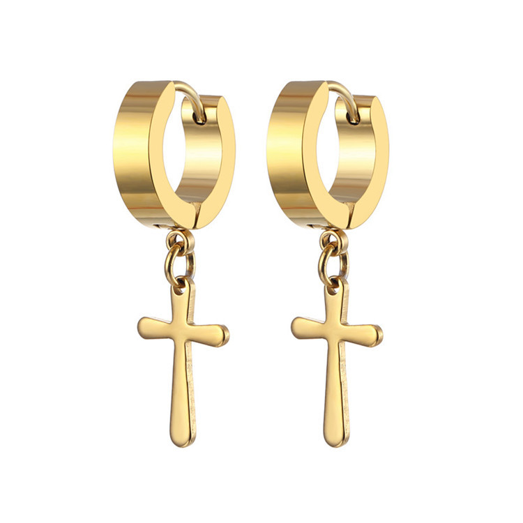 Fashion Cross Titanium Steel Plating Dangling Earrings 1 Piece display picture 9