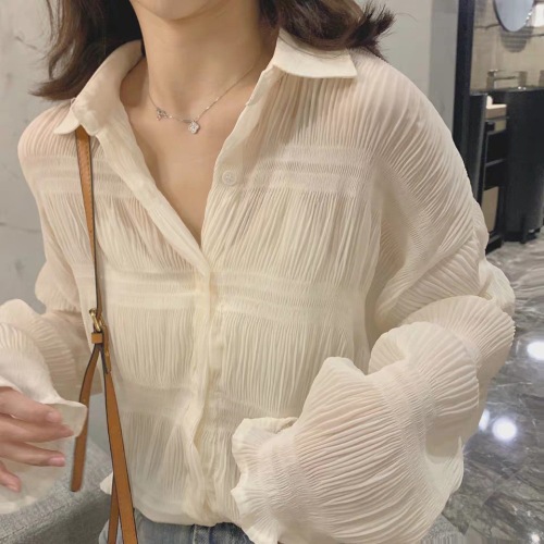 Retro Slim Chiffon Long-Sleeved Shirt NSFYF56252