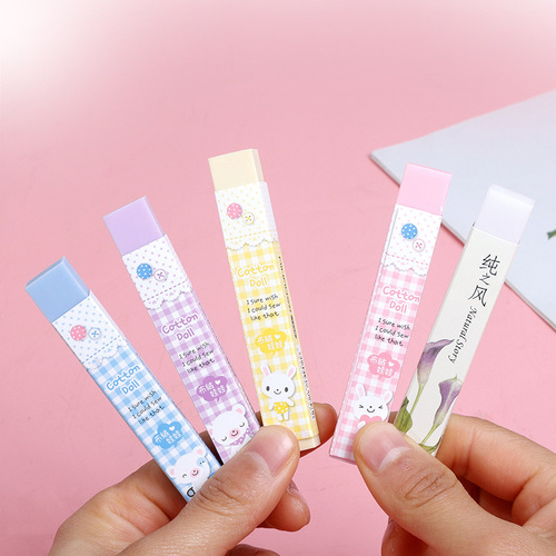 Korean-style creative cute multi-color long eraser for students to clean and study, wholesale learning supplies eraser