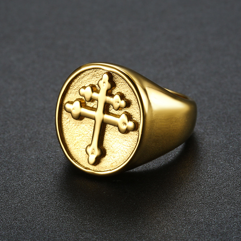 Retro Style Retro Cross Stainless Steel Plating Men's Rings