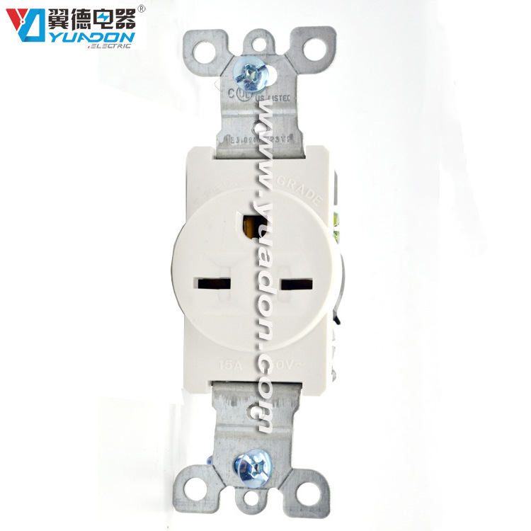 yuadon翼德电器厂家直销6-15R单联美式插座 美标美规电源插座暗装