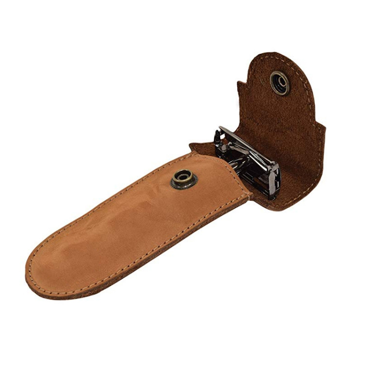 皮革手动剃须刀小皮套 老式刮胡刀收纳皮套便携复古