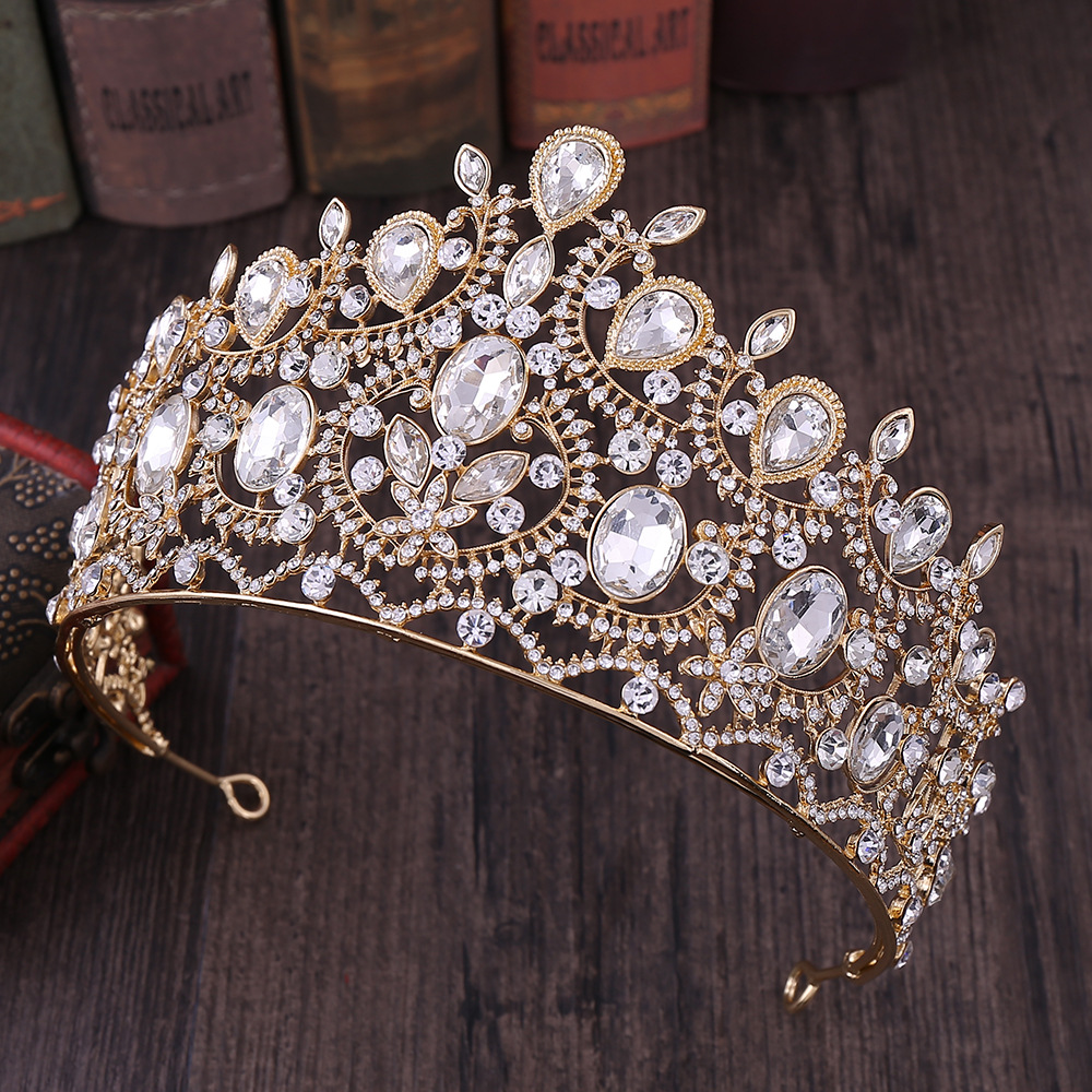 Crown Pattern Women'S Gender Retro Crown Alloy Inlay Rhinestones Crown 1 Piece