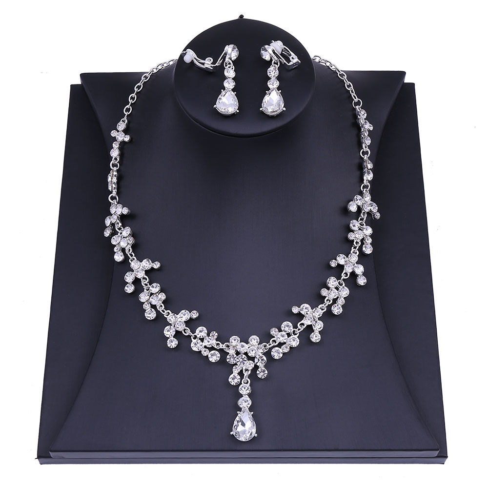 项链耳环套装 新娘水钻项链