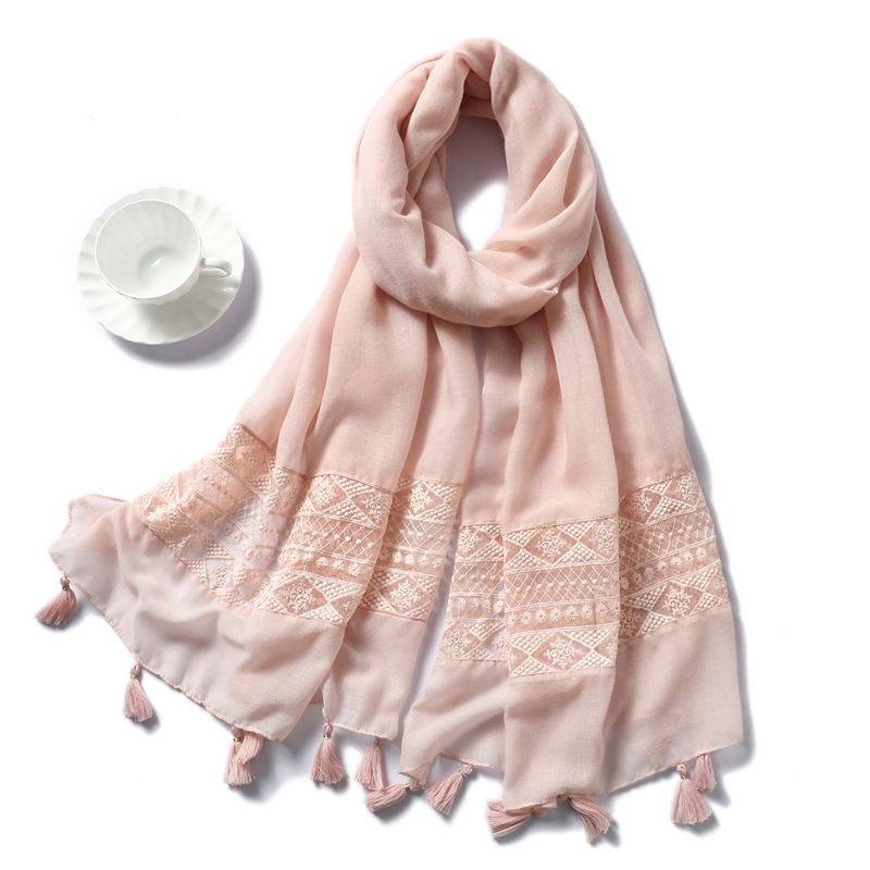Bufanda mujer otoño invierno de algodón y lino estilo étnico_voghion.com