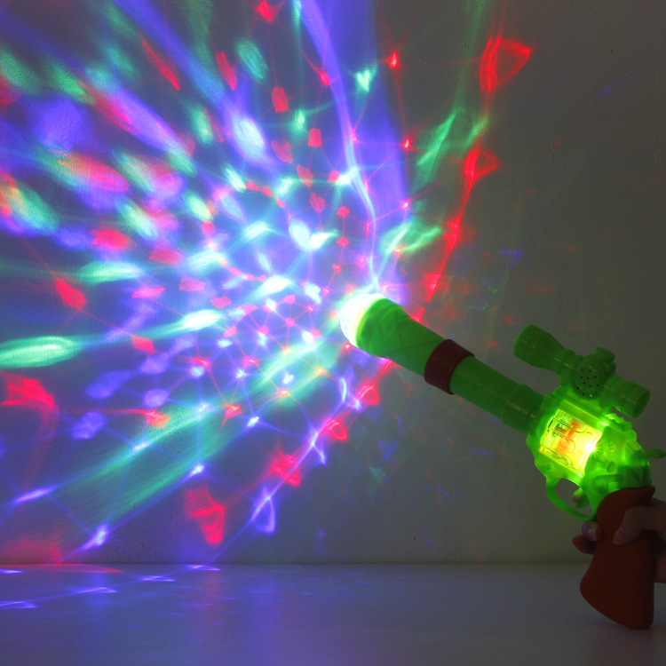 厂家直销儿童电动左轮玩具枪声光震动旋转满天星语音战斗地摊批发|ms