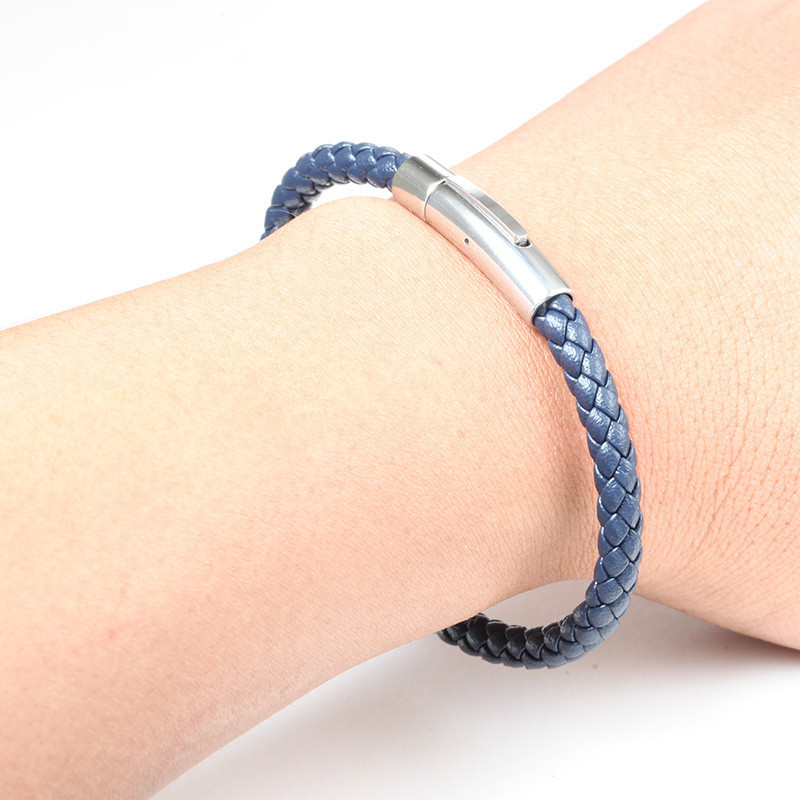Men's Gender Casual Circle Microfiber Steel Men's Wristband Men Cord & Leather Bracelets