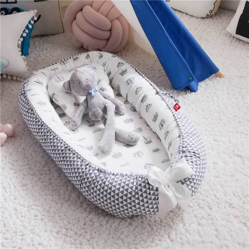 跨境赫美可拆洗便携式防压婴儿床中床仿生婴儿窝婴儿枕旅行婴儿床