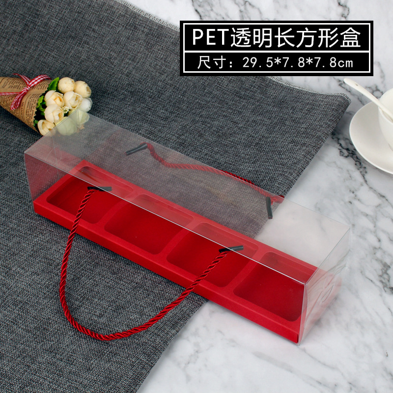 Transparente para mascotas protección del medio ambiente nieve meiniang occidental para hornear caja portátil yema de huevo caja de embalaje crujiente caja de embalaje de frijol verde caja de la ampolla de la torta