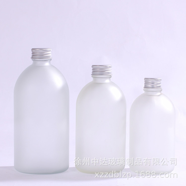 批发250ml蒙砂透明玻璃果酒网红饮料瓶创意柠檬汁奶茶咖啡瓶500ml