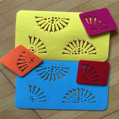 Manufactor customized teacup Hollow non-slip felt Coaster Cup mat table Bowls mat water uptake circular Insulation pad
