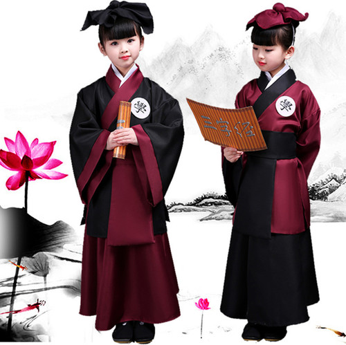 Dr Children boy girls hanfu cosplay confucius school performance costumes costume embedded di hanfu take traditional Chinese clothes