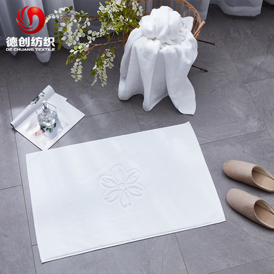 厂家定制批发星级酒店宾馆地巾 浴室纯棉防滑地垫巾 全棉白色脚垫|ms