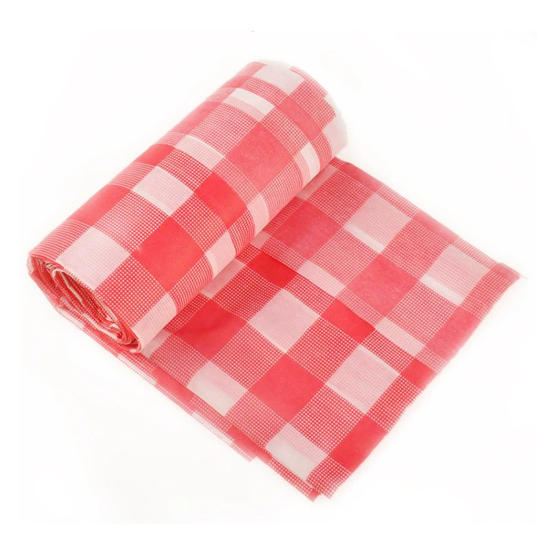П Disposable tablecloth red plaid thickened round table picnic cloth banquet tablecloth indoor feast (10 pieces) outdoor
