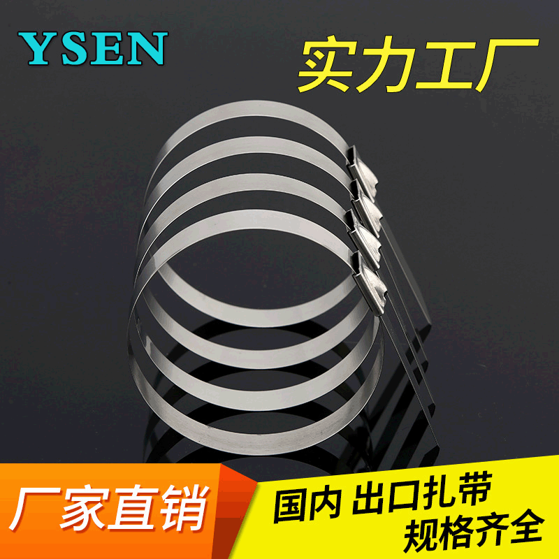 白钢滚珠自锁式不锈钢扎带 12*1200mm喷塑不锈钢捆绑带船用扎带