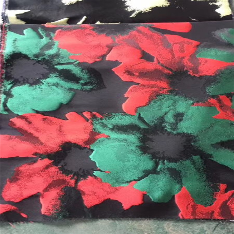 立体感百荷花图案色织梭织提花面料适用于服装装饰沙发布礼服