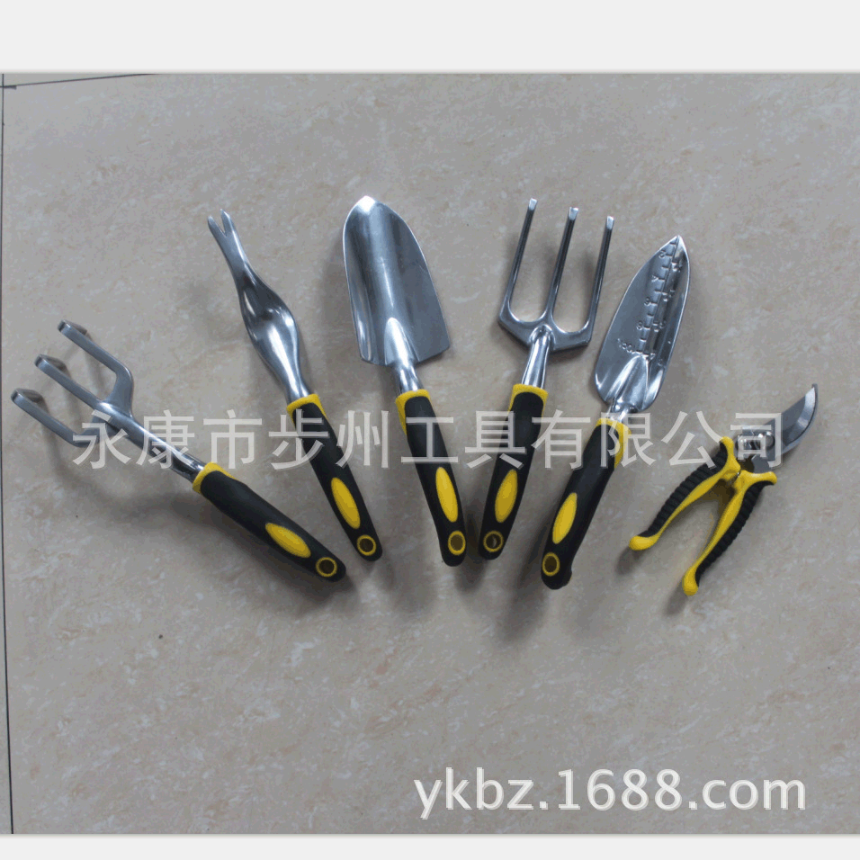 厂家直供园艺木柄铝合金工具套装手铲松土叉三齿草耙拔草器套装