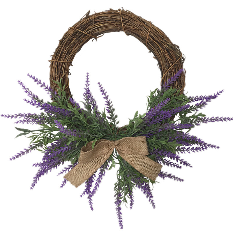 Estilo pastoral artificial plantación de cabello lavanda guirnalda boda dintel puerta decoración guirnalda colgante decoración ventana foto apoyos