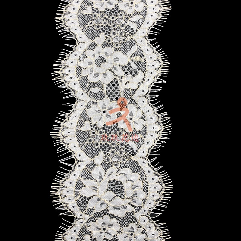 厂家直销 睫毛花边 婚纱辅料金丝蕾丝花边 欧美连衣裙蕾丝面料