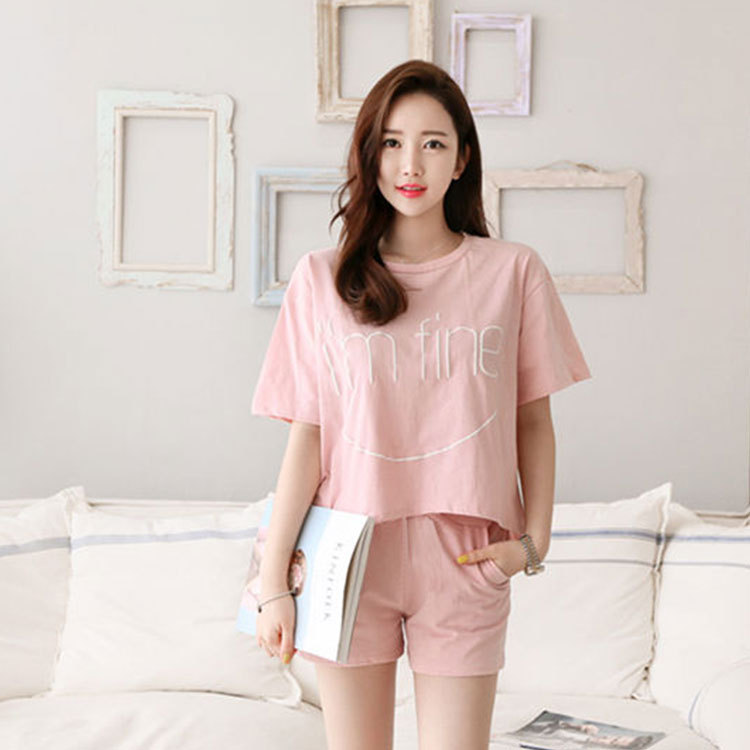 S笑脸字母短袖套装 (14)