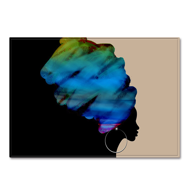 非洲女人印花美地毯卧室餐厅地垫客厅亚马逊货源一件代发图案