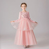 Children's evening dress, long small princess costume, flower girl dress, wedding dress, Chinese style