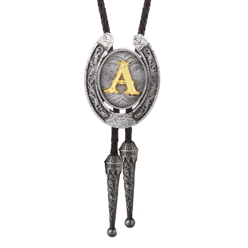 [Yinsu] European and American fashion collar rope Tang grass 26 English letters Western cowboy bolo tie polo tie