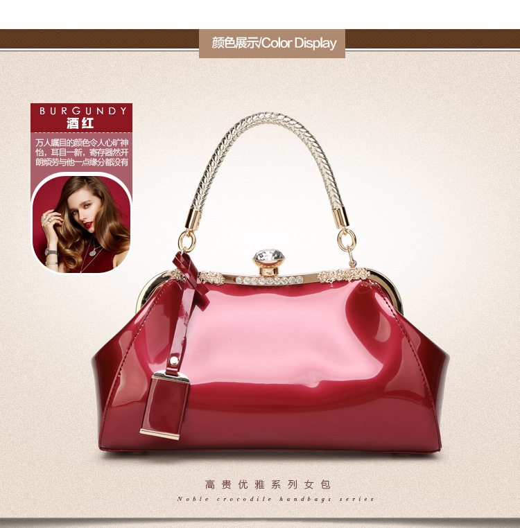 fashion diamond patent leather handbagpicture16