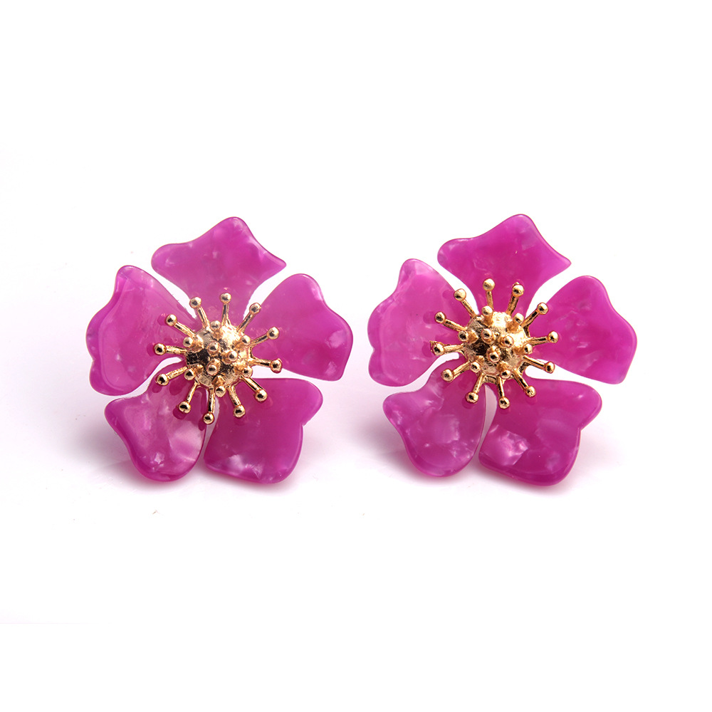 New Acetate Alloy Exaggerated Flower Earrings display picture 3