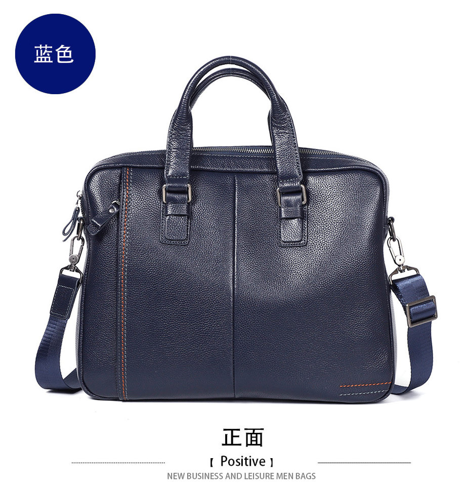Túi xách tay nam da bò lớp đầu 28×38×8 cm kiêm túi đeo chéo, đựng laptop 13 inch — Màu cà phê, Màu xanh lam, Màu đen chi tiết 24