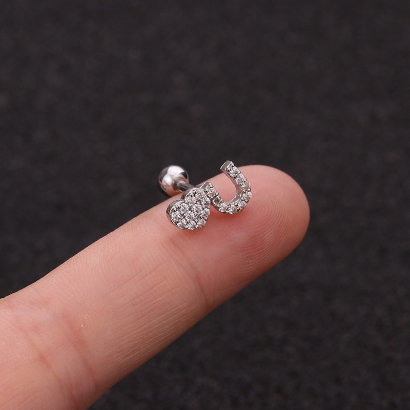 Fashion new zircon flower love bowknot screw alloy ear bone nails