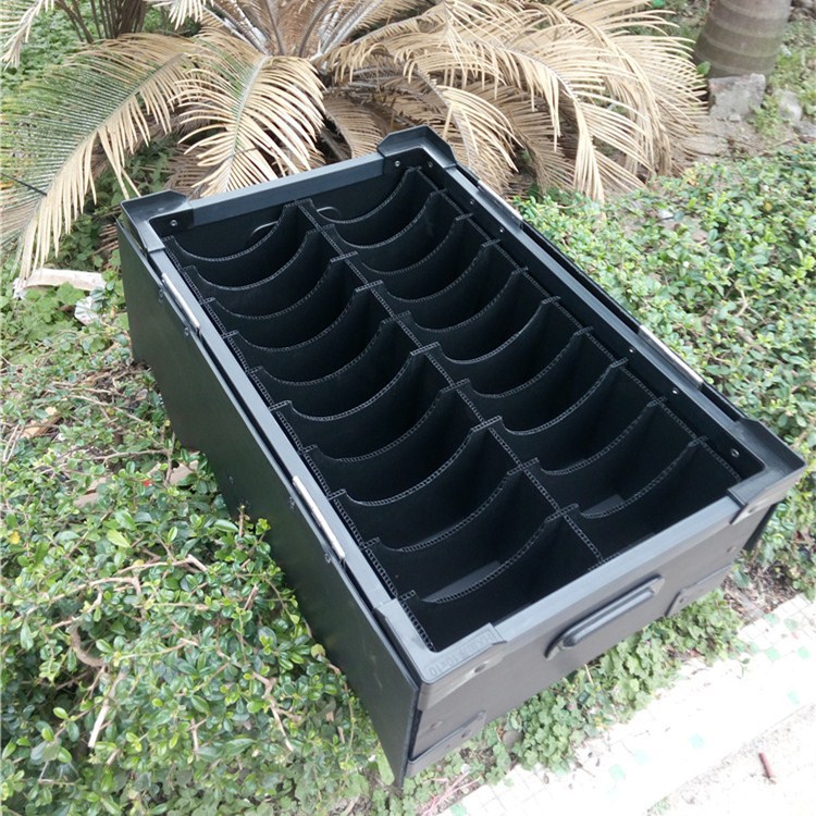 防静电中空板骨架箱 电子配件专用分类周转箱 黑色瓦楞板刀卡