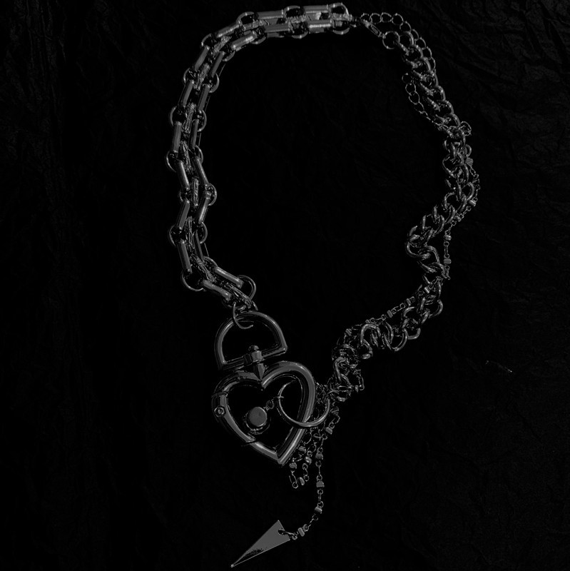 Metal Thick Chain Necklace Clavicle Chain Choker Love Lock Necklace Short display picture 8