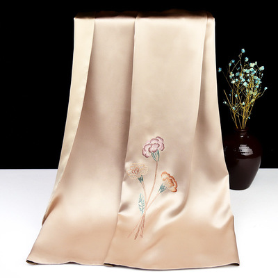 新款手工蘇繡母親絲巾女媽媽款百搭圍巾中國風禮品