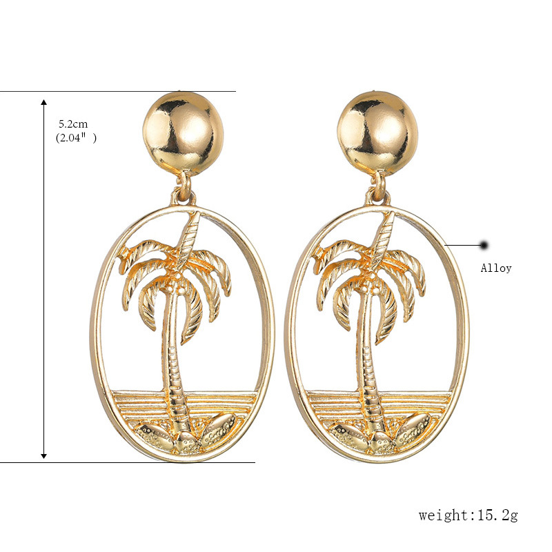 30g Weight No Inlaid Inlay Material Earrings Classification Hot-selling New Arrival All-match Metal Alloy Earrings Europe And America Creative Simple Graceful Metal Hollow Coconut Stud Earrings For Women