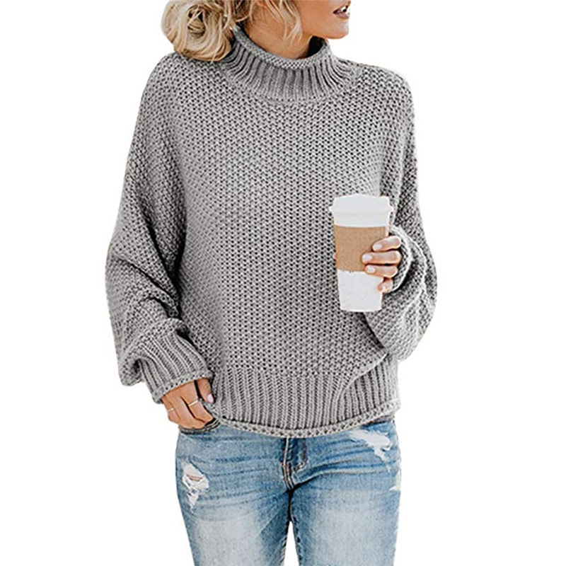 Otoño e Invierno nuevos géneros de punto de Europa y América del Comercio Exterior ropa de mujer Amazon popular línea gruesa jersey de cuello alto de las mujeres transfronteriza image 8