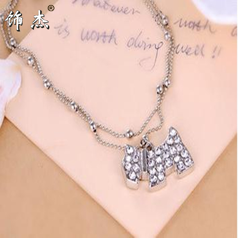 韩国饰品人气热卖 淑女气质 时尚镶钻小狗多层脚链 女 厂家批发|ru