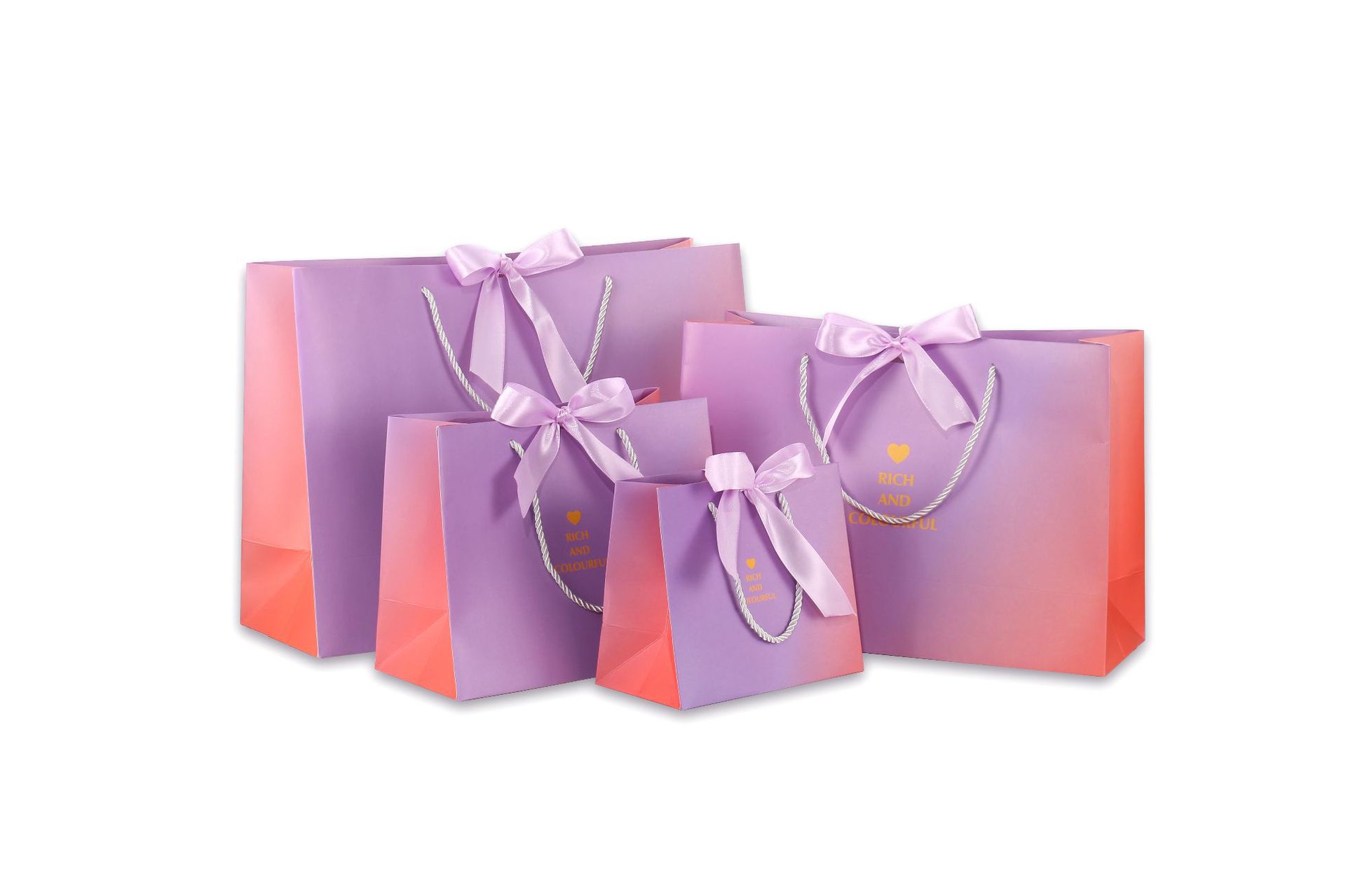 Bolso de empaquetado degradado púrpura bolsa de regalo degradado tienda de ropa bolso bolsa de papel bolsa de regalo con logotipo impreso