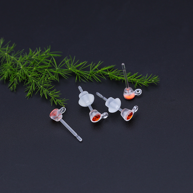 Bringing drilling cup earrings/red (including mushroom ear block)
