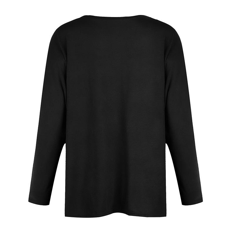 solid color loose round neck long-sleeved top NSKX10137