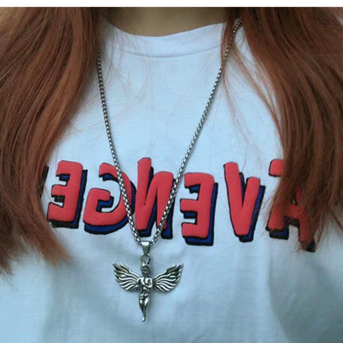 Collana con ciondolo angelo per uomo e donna stile hip hop_voghion.com